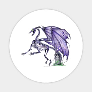 Spooky Purple Undead Skeleton Dragon Magnet